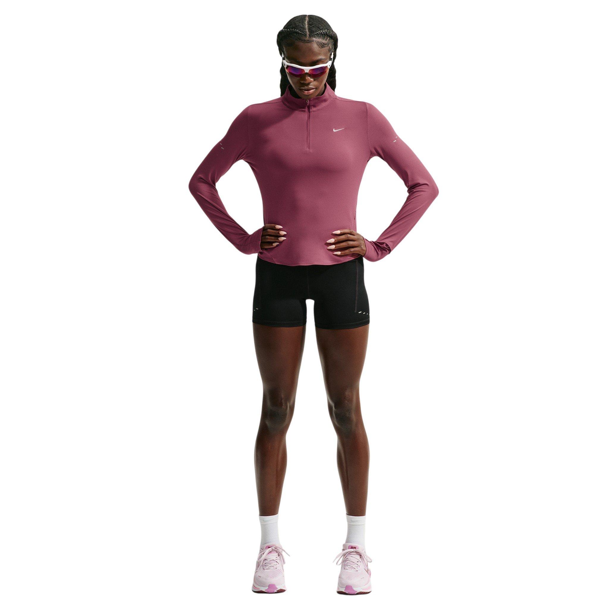 Nike Women's Swift Dri-FIT UV 1/4 Zip Running Top - Pink - PINK